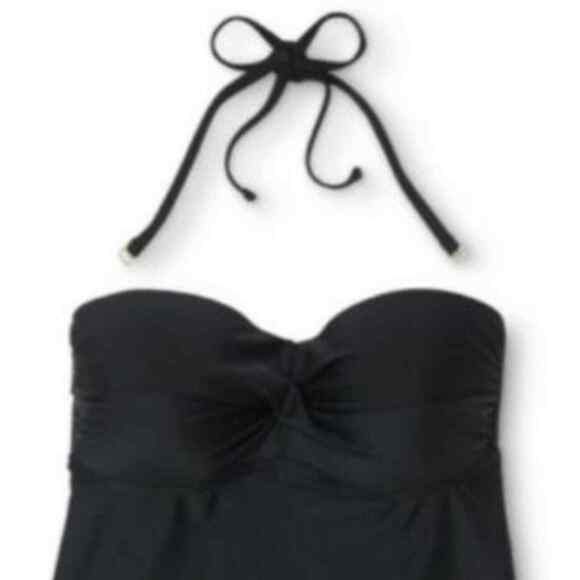 NWT Sz S Merona Tankini Top Black Laser Cut Criss Cross - Picture 4 of 4